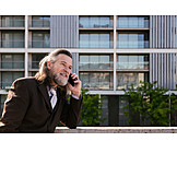   Businessman, On The Phone, Urban, Beard