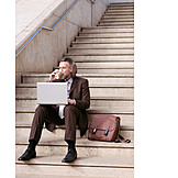   Businessman, Working, Mobil, Coffey Cup, Stairs