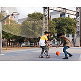   Urban, Freunde, Sportplatz, Basketball, Ballspiel
