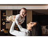   Baby, Mother, Smiling, Lifting