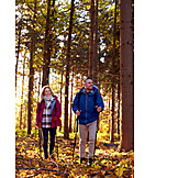   Couple, Autumn Forest, Hiking