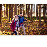   Couple, Forest, Autumn, Hiking