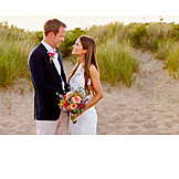   Glücklich, Strand, Hochzeitsfoto, Hochzeitspaar