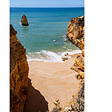   Strand, Bucht, Algarve, Atlantischer Ozean