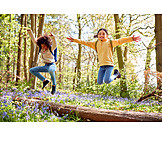   Forest, Energy, Hiking, Children, Jumping