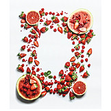   Textfreiraum, Granatapfel, Erdbeeren, Melone, Blutorange