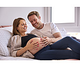   Couple, Happy, Loving, Touching, Pregnancy, Pregnant