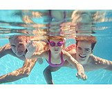   Father, Summer, Underwater, Vacation, Pool, Family, Children