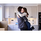   Couple, Happy, Moving In, Hug, New Home