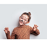   Girl, Smiling, Carnival, Cheetah