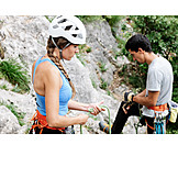   Paar, Vorbereitung, Klettern, Klettersport