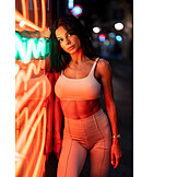   Young Woman, Nightlife, Ajar, Party, Neon Light