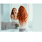   Woman, Mirror, Red Hair, Complexion, Check, Beauty Culture