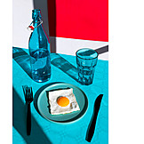   Water, Fried Egg, Square-shaped