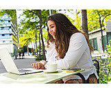   Young Woman, Cafe, Laptop, Internet
