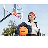   Young Woman, Fashion, Urban, Style, Basketball, Basketball Court