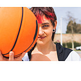  Junge Frau, Cool, Porträt, Basketball