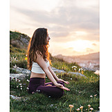   Twilight, Nature, Meditating, Lotus Position, Mindfulness