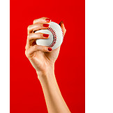   Lederball, Frauenhand, Baseball