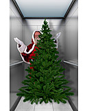  Elevator, Santa Clause, Christmas Tree