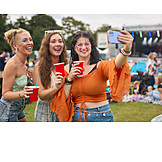   Glücklich, Festival, Freundinnen, Selfie