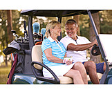   Golfing, Golf Cart, Older Couple