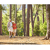   Hiking, Embracing, Older Couple